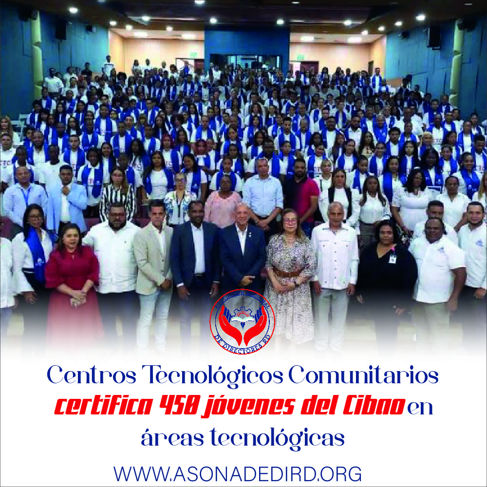 Centros Tecnológicos Comunitarios certifica 450 jóvenes del Cibao en áreas tecnológicas